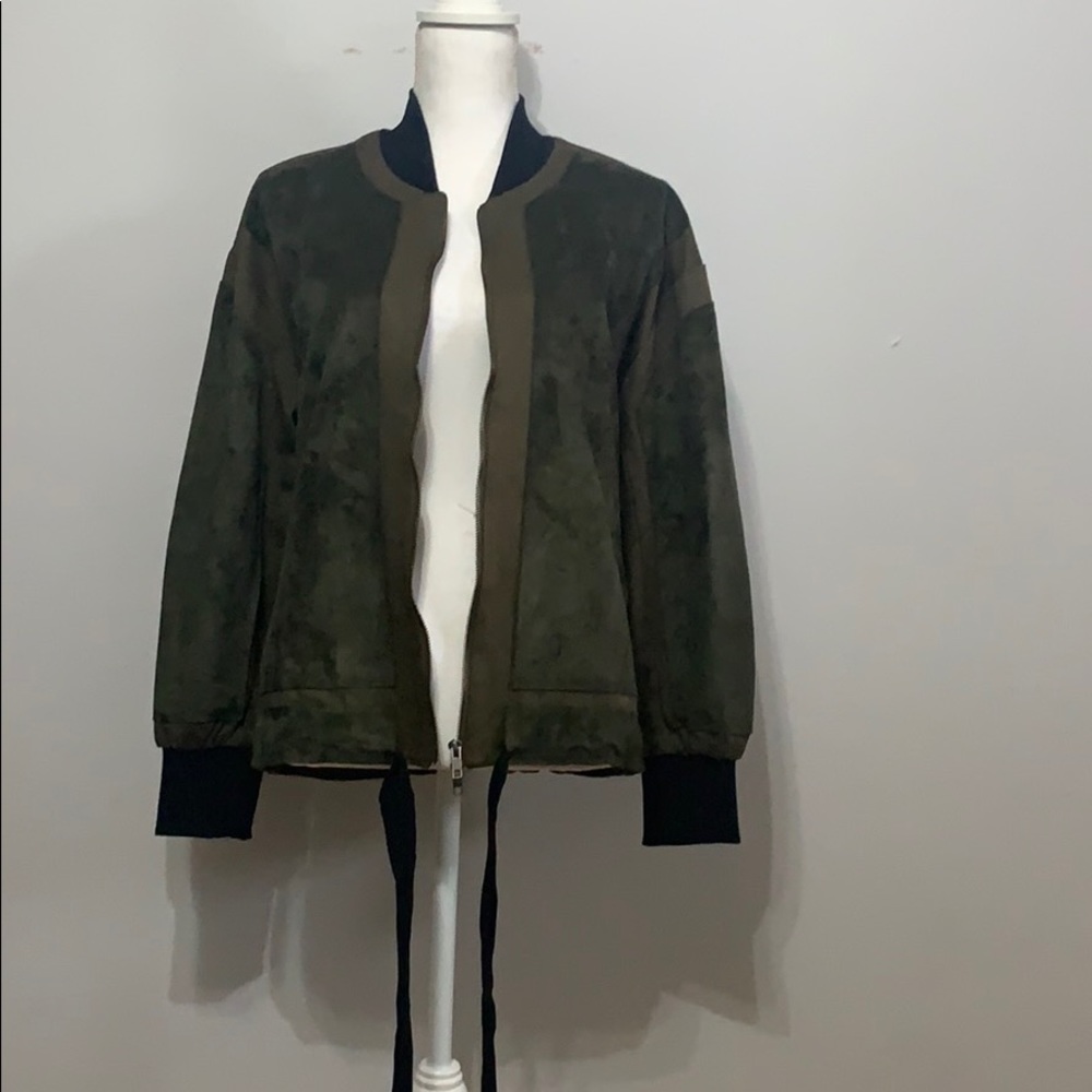 Faux suede bomber jacket
